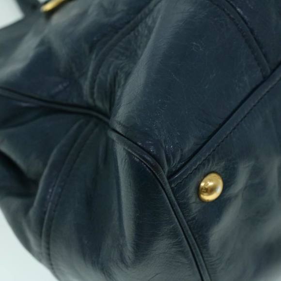 PRADA Hand Bag Leather 2way Navy Auth ac2159 - Picture 8 of 16
